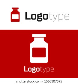 Red Medicine bottle icon isolated on white background. Bottle pill sign. Pharmacy design. Logo design template element. Vector Illustration