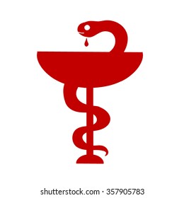 Red Medicine Snake Symbol. Vector illustration.