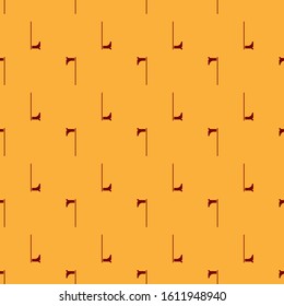 Red Medieval axe icon isolated seamless pattern on brown background. Battle axe, executioner axe. Medieval weapon.  Vector Illustration