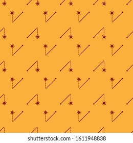 Red Medieval chained mace ball icon isolated seamless pattern on brown background. Medieval weapon.  Vector Illustration