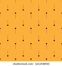 Red Medieval chained mace ball icon isolated seamless pattern on brown background. Medieval weapon.  Vector Illustration