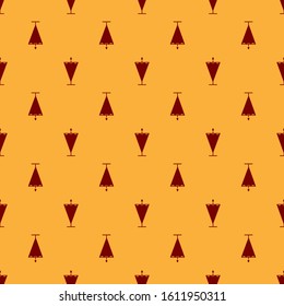 Red Medieval flag icon isolated seamless pattern on brown background. Country, state, or territory ruled by a king or queen.  Vector Illustration