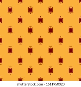 Red Medieval flag icon isolated seamless pattern on brown background. Country, state, or territory ruled by a king or queen.  Vector Illustration