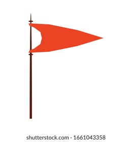 Red Medieval Flag, Royal Heraldic Symbol, Monarchy or Chivalry Attribute Vector Illustration