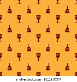 Red Medieval goblet icon isolated seamless pattern on brown background.  Vector Illustration
