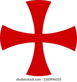 Red medieval maltese Templar cross. Christianity sign. Knights templar crusader symbol. Christian military order. Isolated on white background. Vector illustration.