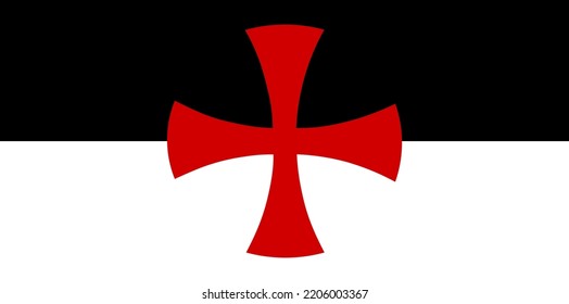 Red medieval maltese Templar cross. Flag of Knights Templar. Christianity sign. Christian military order. Vector illustration.