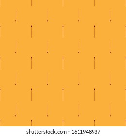 Red Medieval spear icon isolated seamless pattern on brown background. Medieval weapon.  Vector Illustration