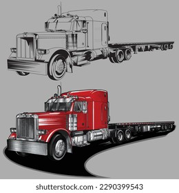 red mega truck isolated in gray background for business elements, screen printing, digital printing,DGT,DFT and poster.