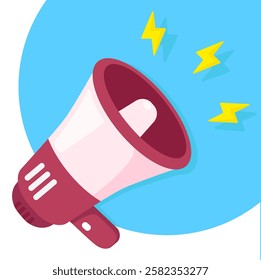 Red megaphone broadcast speaker icon vector cartoon illustration