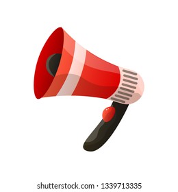 Red megaphone flat icon isolated on white background