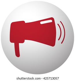 Red Megaphone icon on white ball