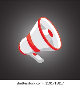 Red megaphone icon. Vector.