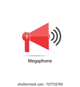 Red megaphone icon vector illustration. Microphone loud speaker concept.
