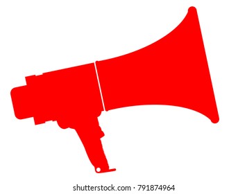 A red megaphone isolated over a white background