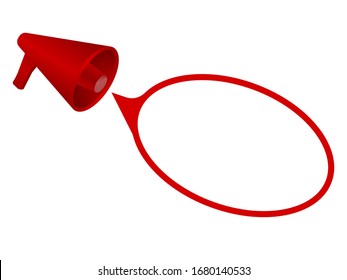 red megaphone loudspeaker. vector isolated illustration