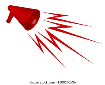 red megaphone loudspeaker. vector isolated illustration