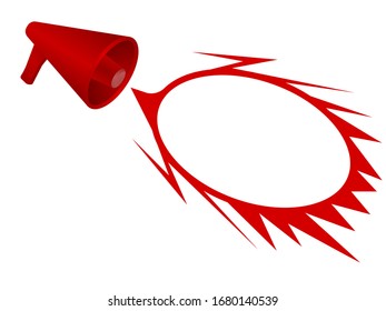 red megaphone loudspeaker. vector isolated illustration