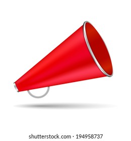 Red megaphone on white background, vector eps10 illustration