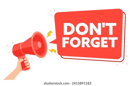 Red Megaphone Reminder Illustration with Don t Forget Message for Urgent Notifications