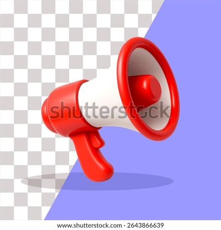 Red megaphone speaker or megaphone loudspeaker. cute 3D realistic on transparent background