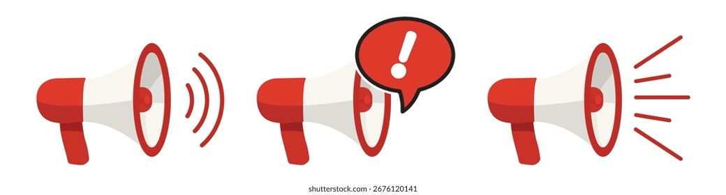Alerta de promoción de anuncio de Ilustración vectorial de megáfono rojo
