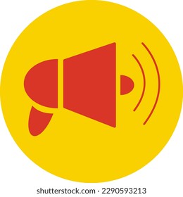 rote Megaphone auf gelbem Hintergrund, Vektorgrafik