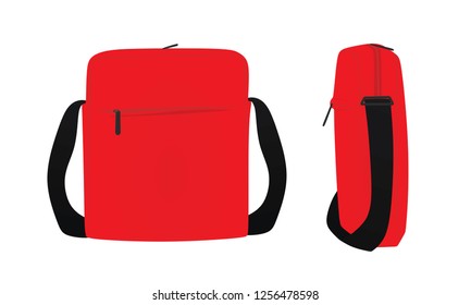 Red  men handbag. vector illustration