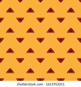 Red Men underpants icon isolated seamless pattern on brown background. Man underwear.  Vector Illustration