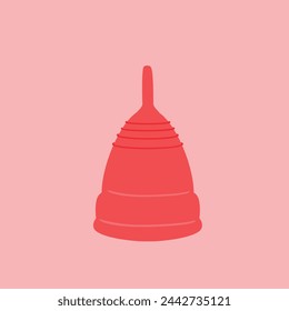 Red menstrual cup isolated on background. Feminine hygiene. Vector illustration