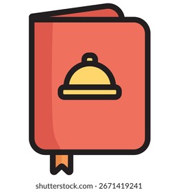 Red Menu Book Icon with Yellow Food Dome Illustration