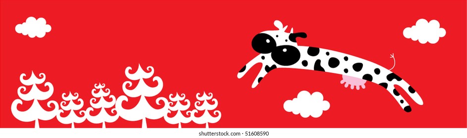 red merry christmas bookmark of cow