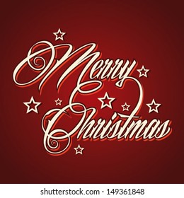 Red Merry Christmas card - vector illustration