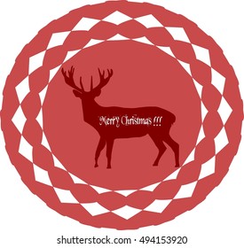 Red merry christmas deer. Vector illustration.

