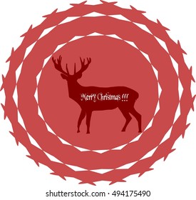 Red merry christmas deer. Vector illustration.

