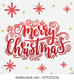 Red Merry Christmas design vector illustration and sticker design. typographic design