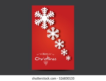 red merry Christmas greeting card vector template 