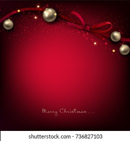Red Merry Christmas  greeting vector illustration