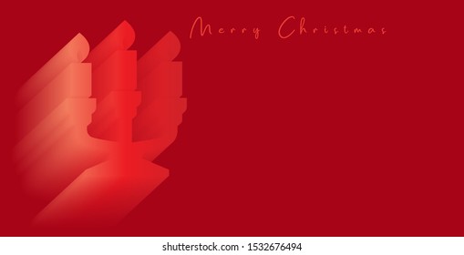 red merry Christmas and happy new year party event modern 3d motion postcard with copy space vector
