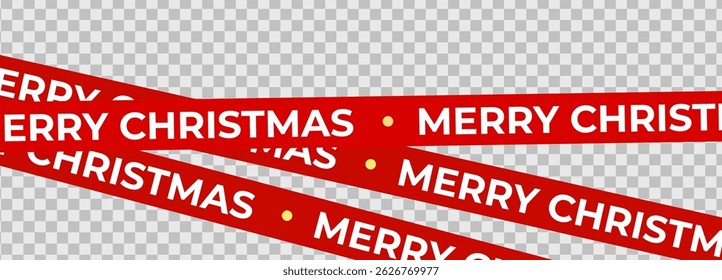 Red Merry Christmas Tape With Transparent Background, Bold Festive Text On Ribbon Styled Like Caution Line, Perfect For Holiday Design, Packaging, Or Print. Vector Illustration. - Powered by Shutterstock - Get 15% off with code: PIKWIZARD15