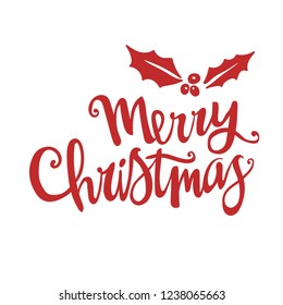 Red Merry Christmas Text Hand Lettering Stock Vector (Royalty Free ...