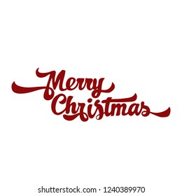red merry christmas text hand lettering, calligraphy vector illustration