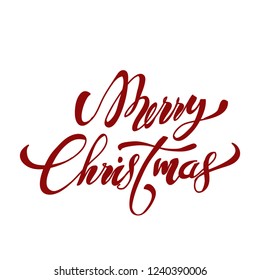 Red Merry Christmas Text Hand Lettering Stock Vector (Royalty Free ...