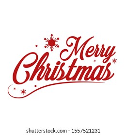 Red Merry Christmas Text vector on White background. Creative typography for Holiday Greeting Gift Poster