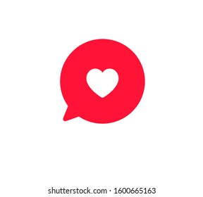 Red message bubble with heart. Happy Valentine's day, romance simple love symbol, icon. Greeting card design for web, email, social media, mobile app, banner. Vector illustration isolated on white