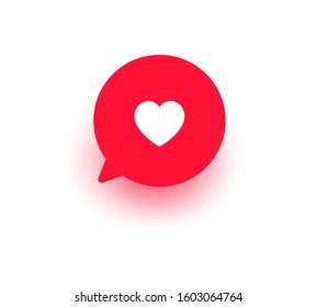 Red message bubble with heart. Happy Valentine's day, romance simple love symbol, icon. Greeting card design for web, email, social media, mobile app, banner. Vector illustration isolated on white
