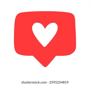 Red message bubble with heart. Happy Valentine's day, romance simple love symbol, icon. Greeting card design for web, email, social media, mobile app, banner. Vector illustration10 EPS.