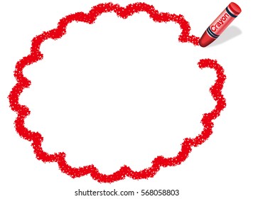 A Red Message Frame Drawn With A Red Crayon.