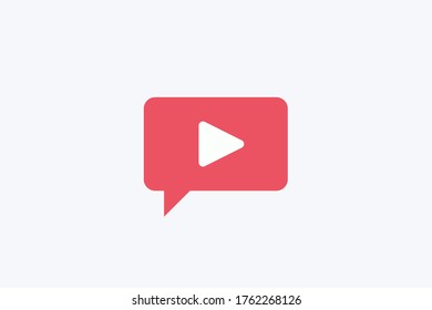 Red Message icon with a white play sign.