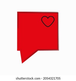 Red Message Sign With Heart. Rectangle Speech Dialogue Icon. Communication Concept. Vector Illustration. Stock Image. EPS 10.